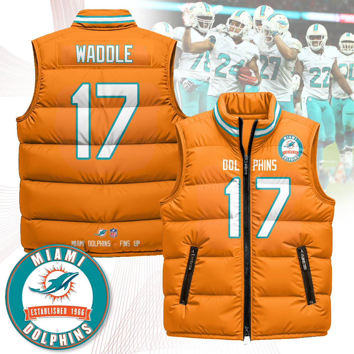 Miami Dolphins Unisex Puffer Vest - Printed