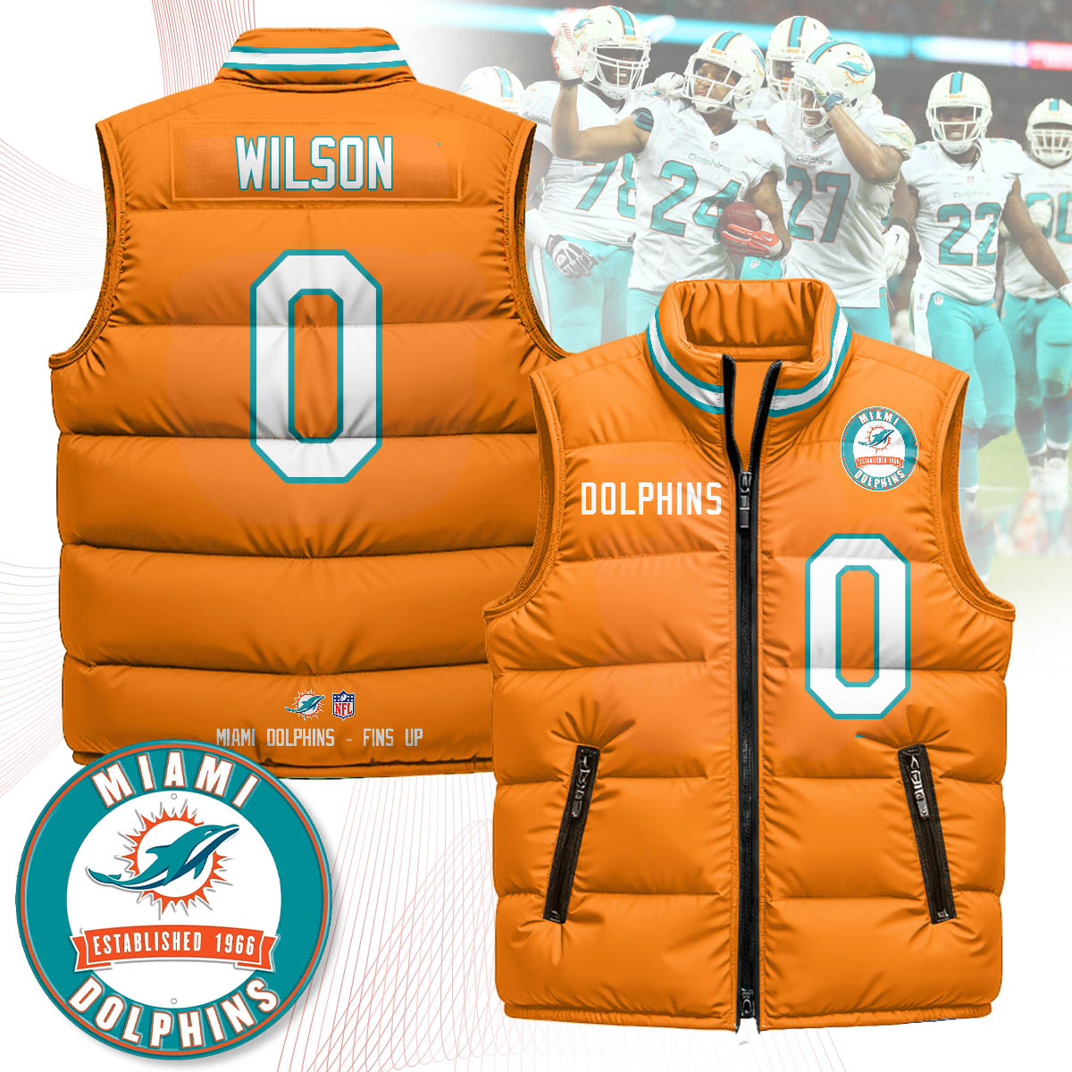 Miami Dolphins Unisex Puffer Vest - Printed