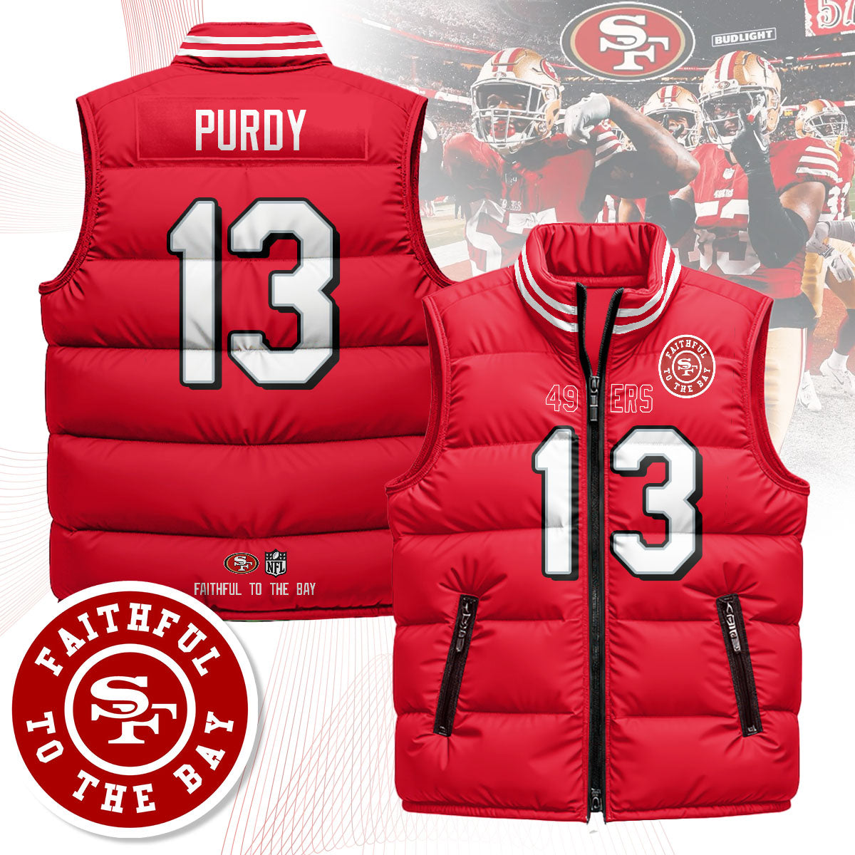 San Francisco 49ers Unisex Puffer Vest - Printed