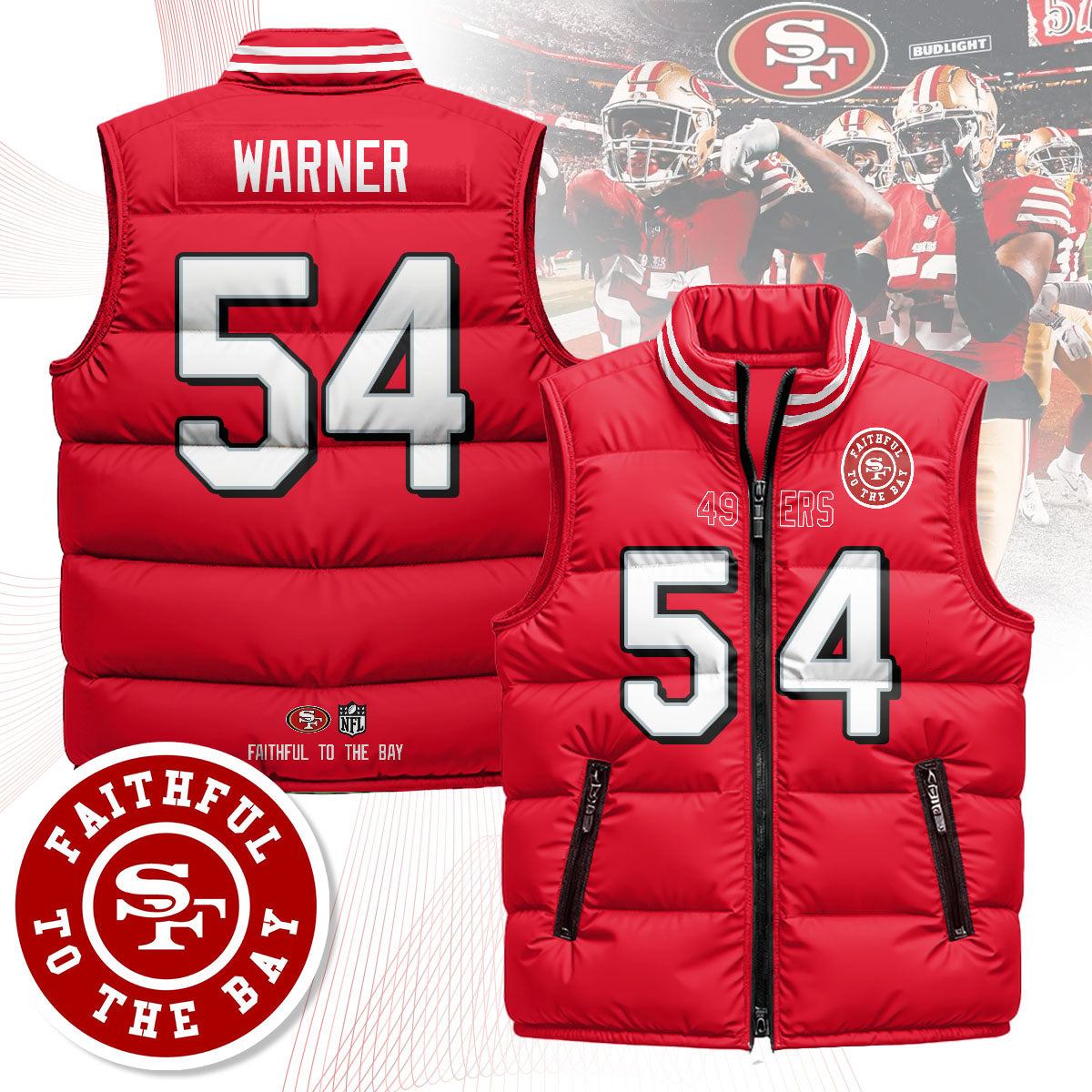 San Francisco 49ers Unisex Puffer Vest - Printed
