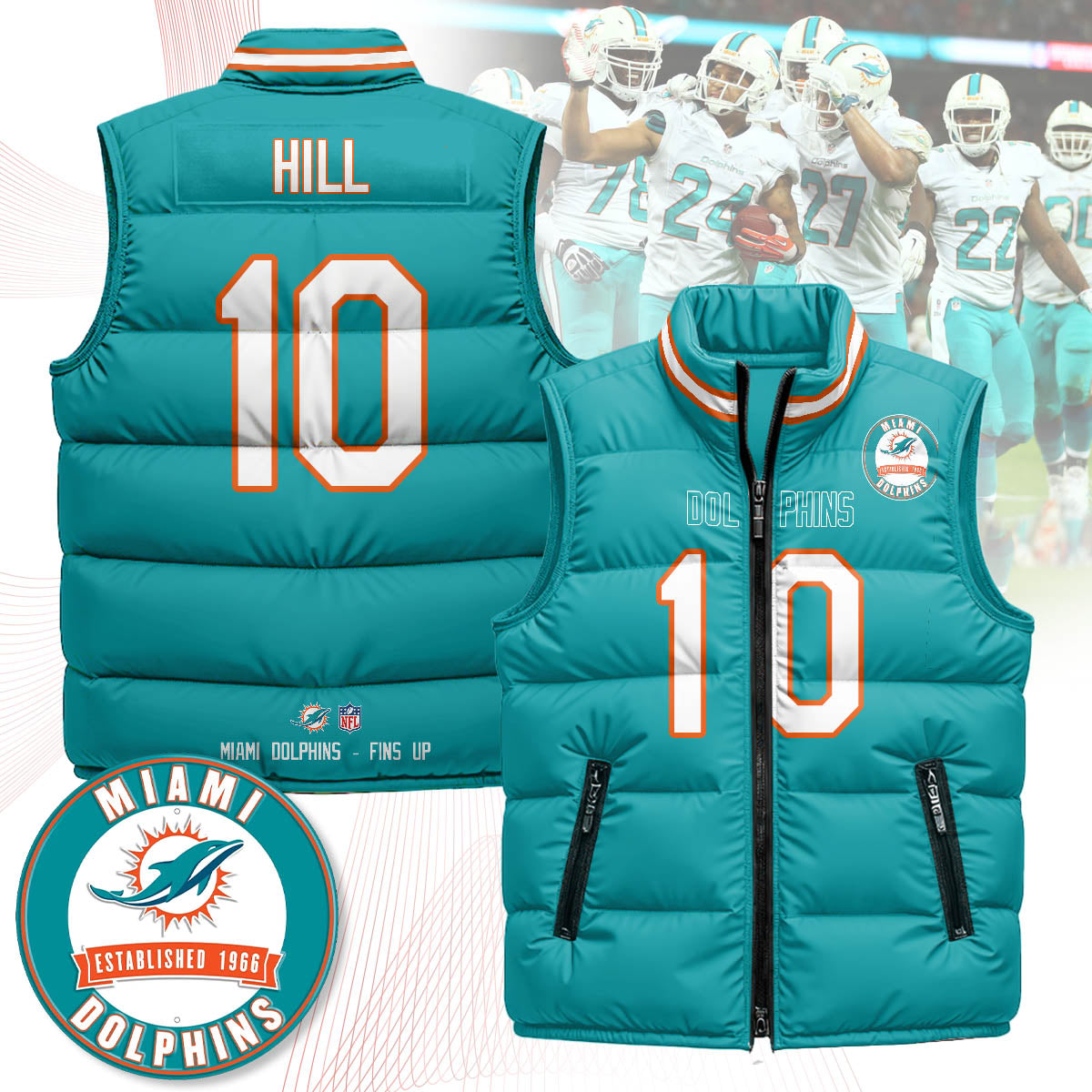 Miami Dolphins Unisex Puffer Vest - Printed