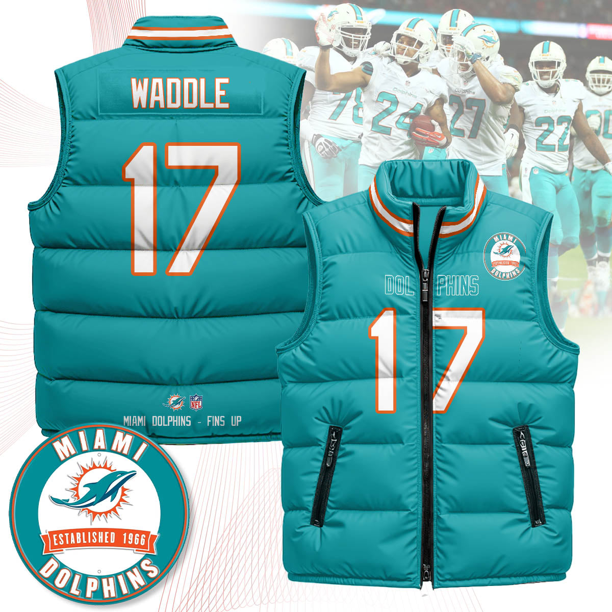 Miami Dolphins Unisex Puffer Vest - Printed