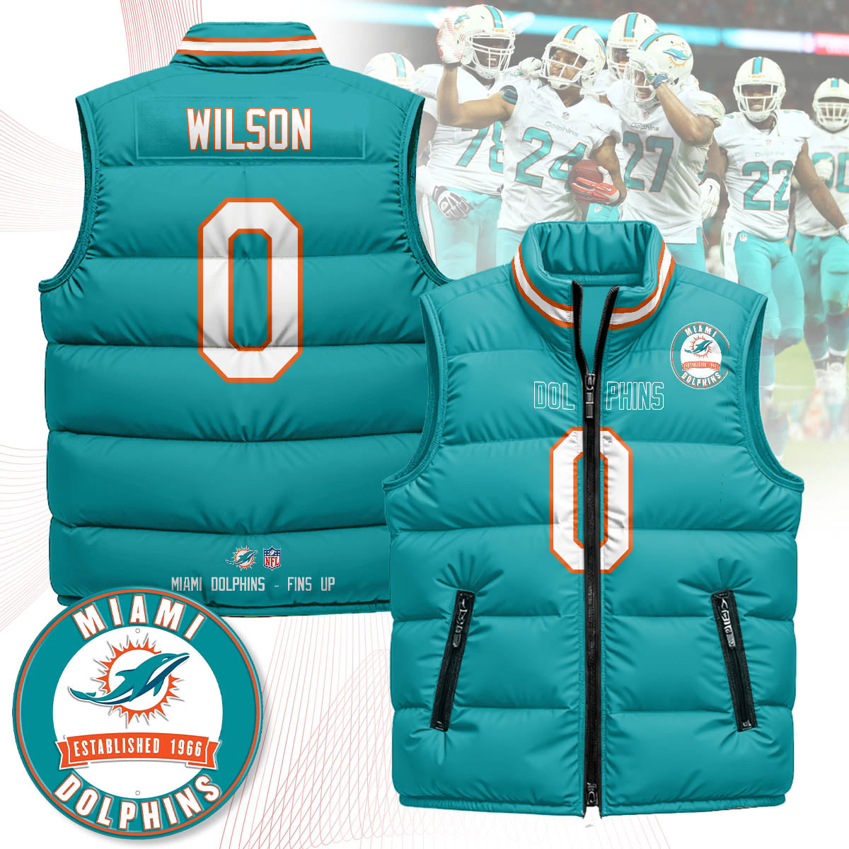 Miami Dolphins Unisex Puffer Vest - Printed