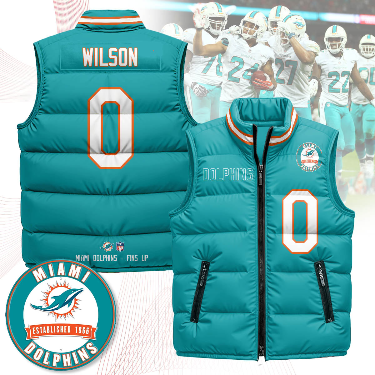 Miami Dolphins Unisex Puffer Vest - Printed