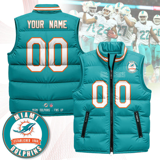 Personalized Miami Dolphins Unisex Puffer Vest - Printed