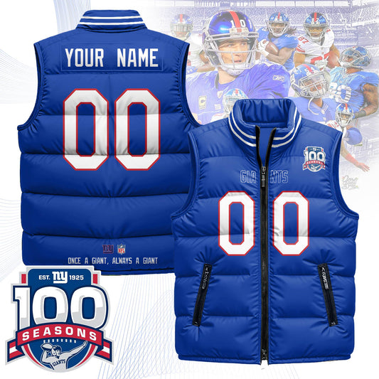 Personalized New York Giants Unisex Puffer Vest - Printed