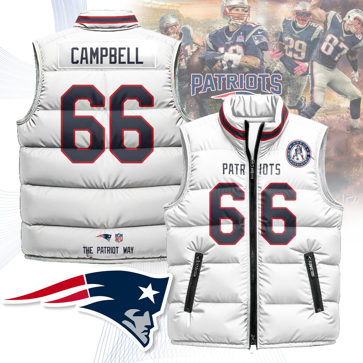 New England Patriots Unisex Puffer Vest - Printed
