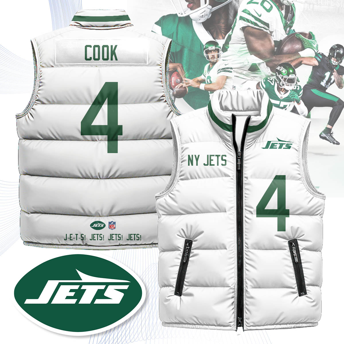 New York Jets Unisex Puffer Vest - Printed