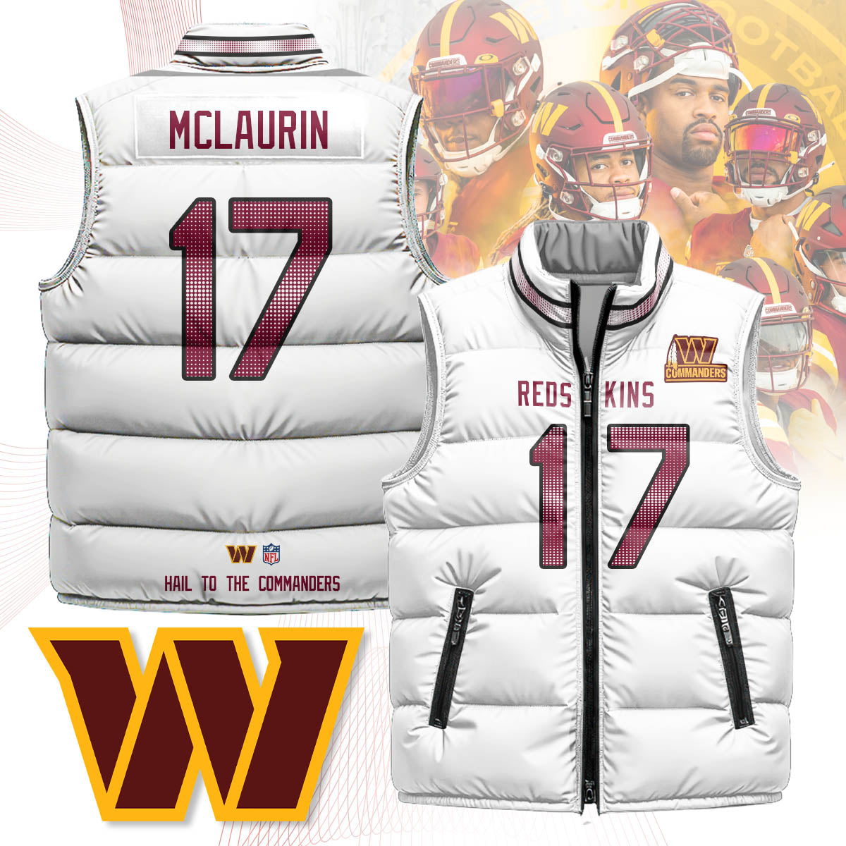 Washington Commanders Unisex Puffer Vest - Printed