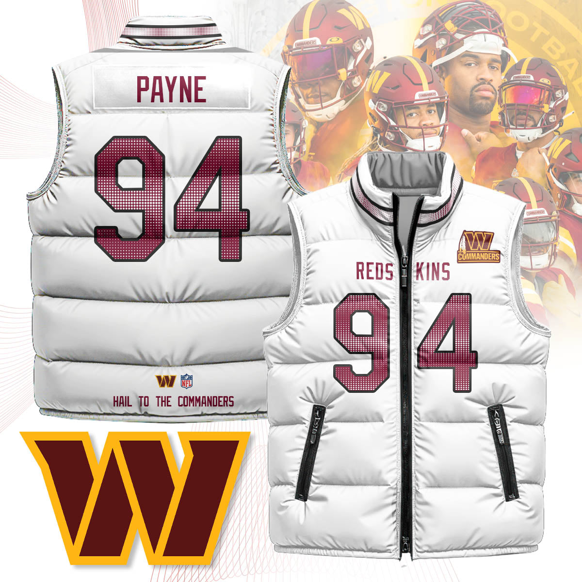 Washington Commanders Unisex Puffer Vest - Printed