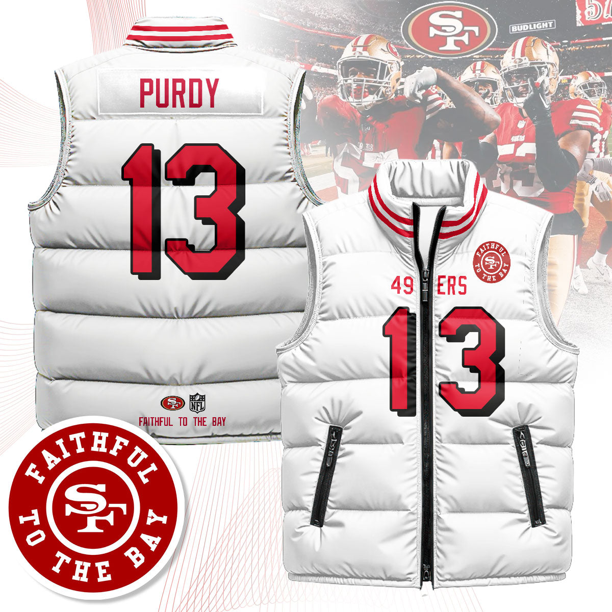 San Francisco 49ers Unisex Puffer Vest - Printed