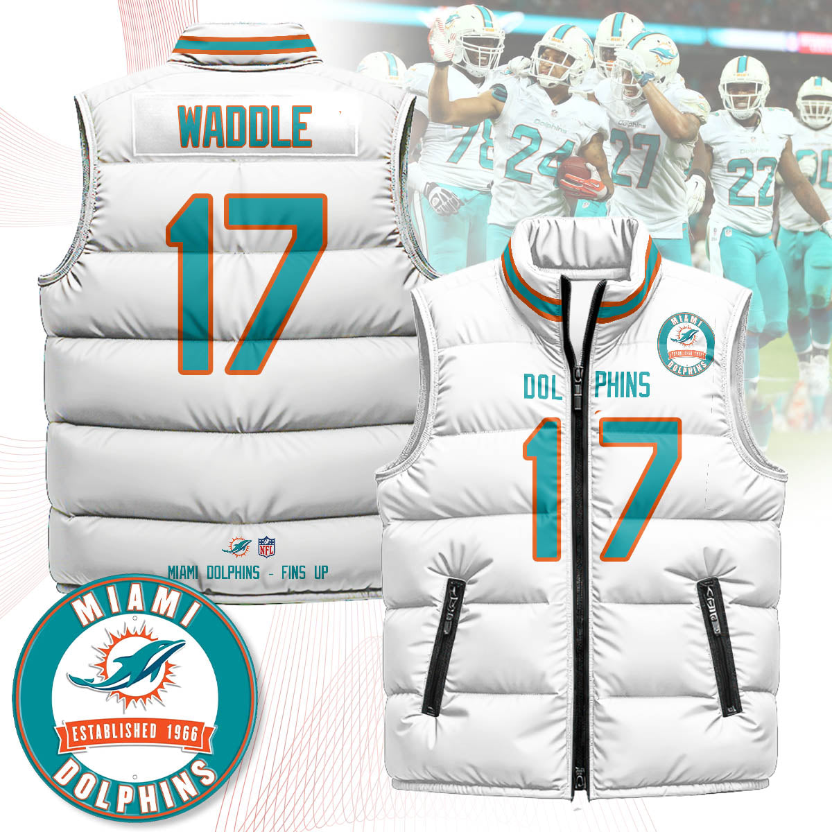 Miami Dolphins Unisex Puffer Vest - Printed