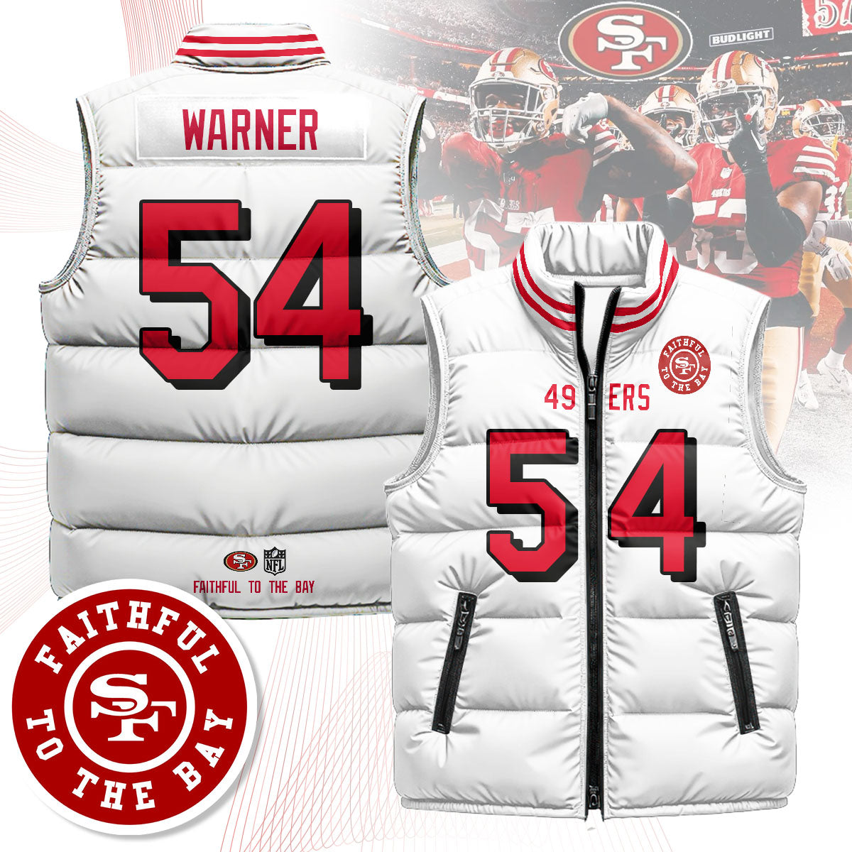 San Francisco 49ers Unisex Puffer Vest - Printed