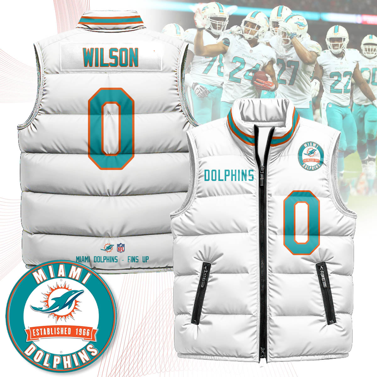 Miami Dolphins Unisex Puffer Vest - Printed