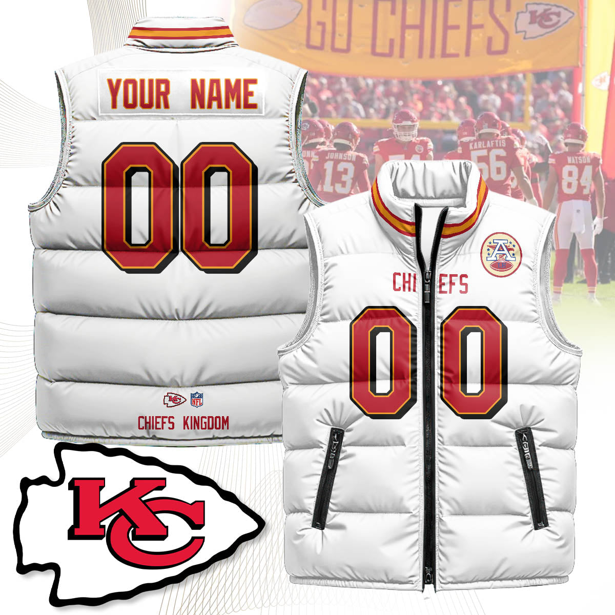 Personalized Kansas City Chiefs Unisex Puffer Vest