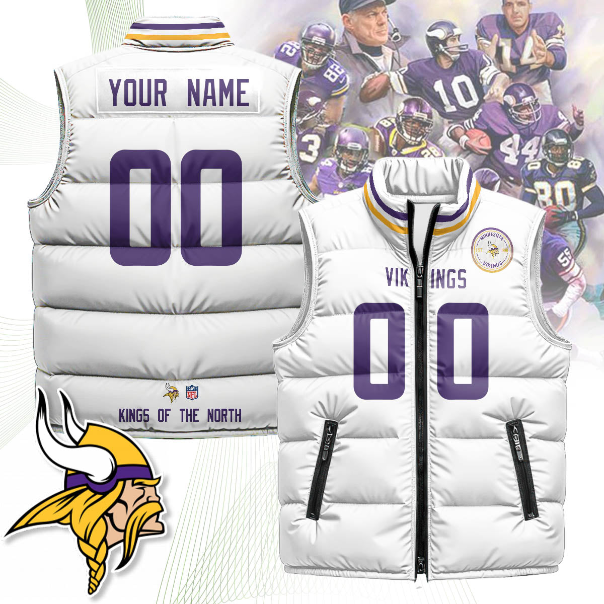 Personalized Minnesota Vikings Unisex Puffer Vest