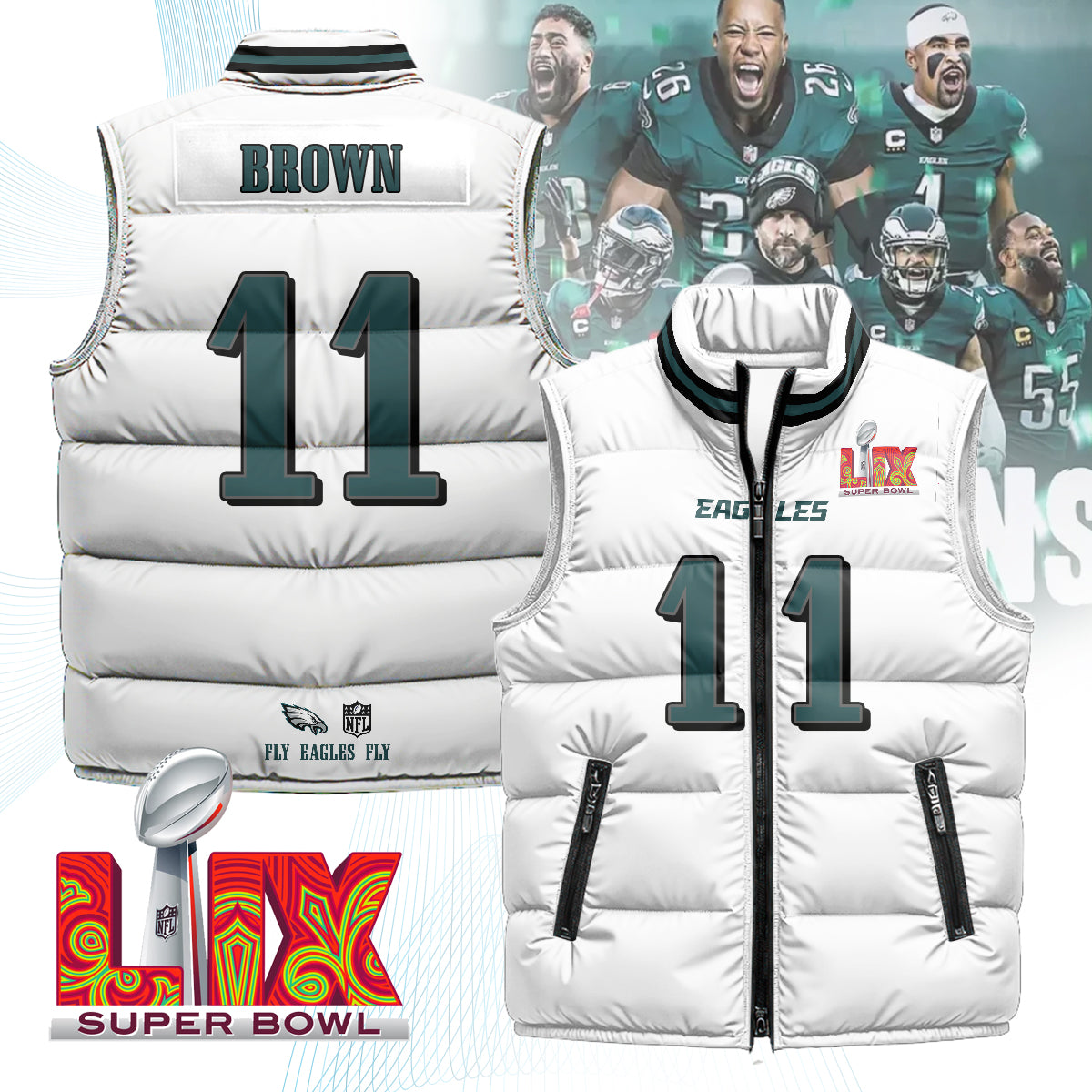 Philadelphia Eagles Unisex Puffer Vest - Printed