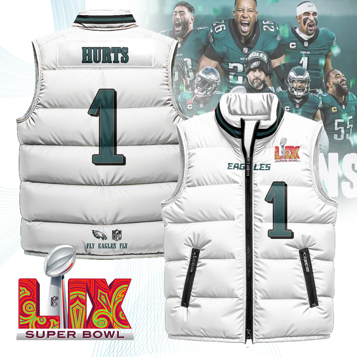Philadelphia Eagles Unisex Puffer Vest - Printed
