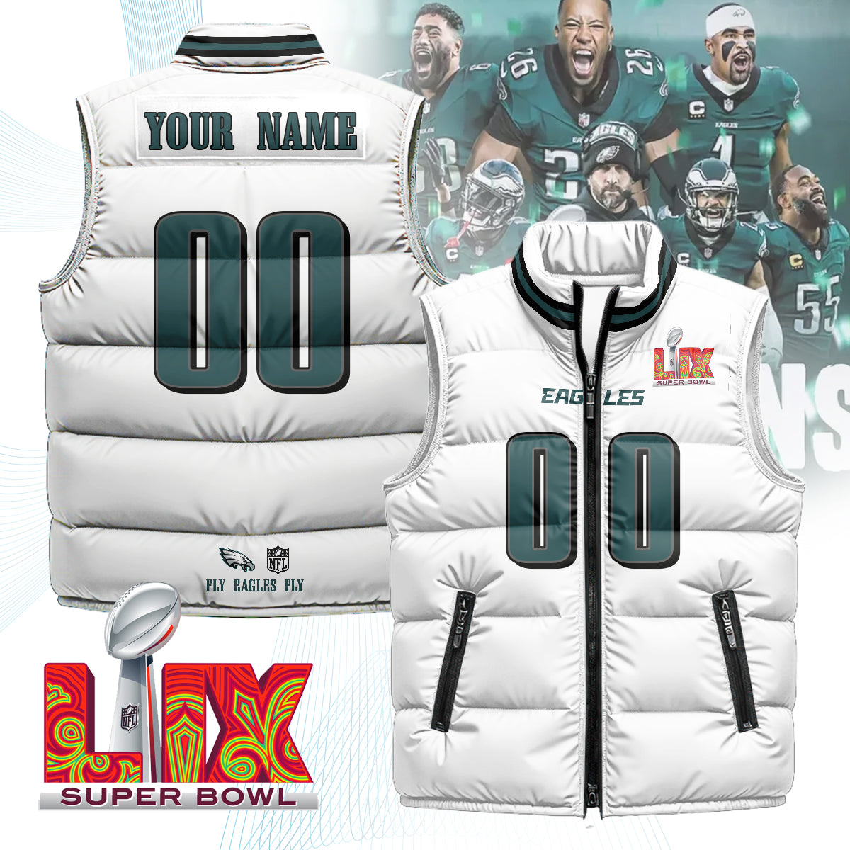 Personalized Philadelphia Eagles Unisex Puffer Vest - Printed