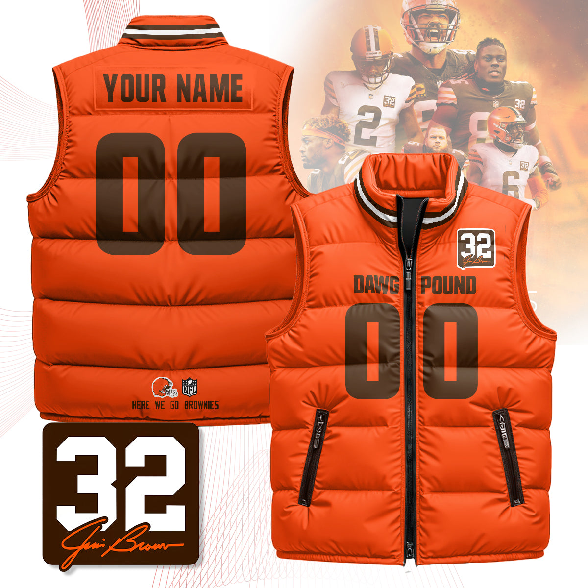 Personalized Cleveland Browns Unisex Puffer Vest