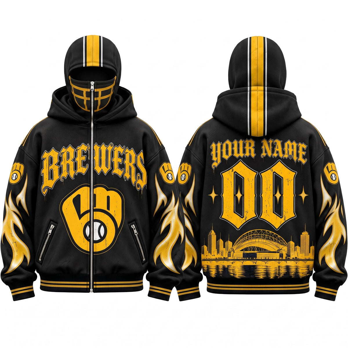 MIL Gothic Style Custom Mask Zip Up Hoodie - Printed V2