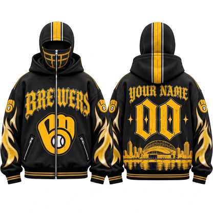 MIL Gothic Style Custom Mask Zip Up Hoodie - Printed V2