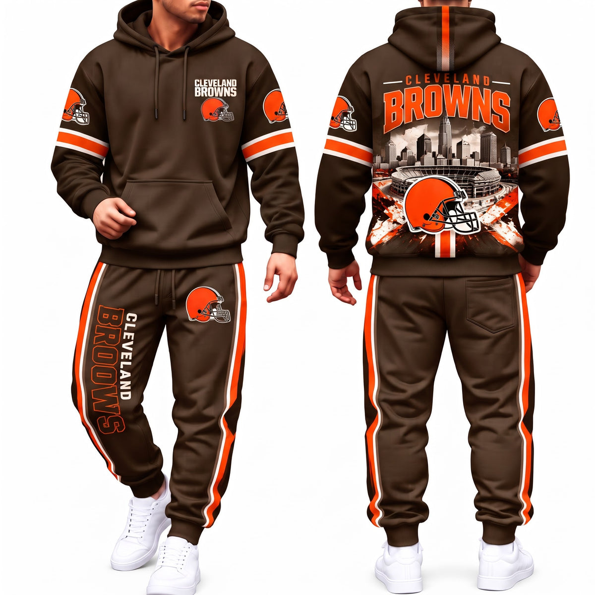 CLE Streetwear Hoodie Pants Set - Printed