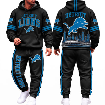 DET Streetwear Hoodie Pants Set - Printed