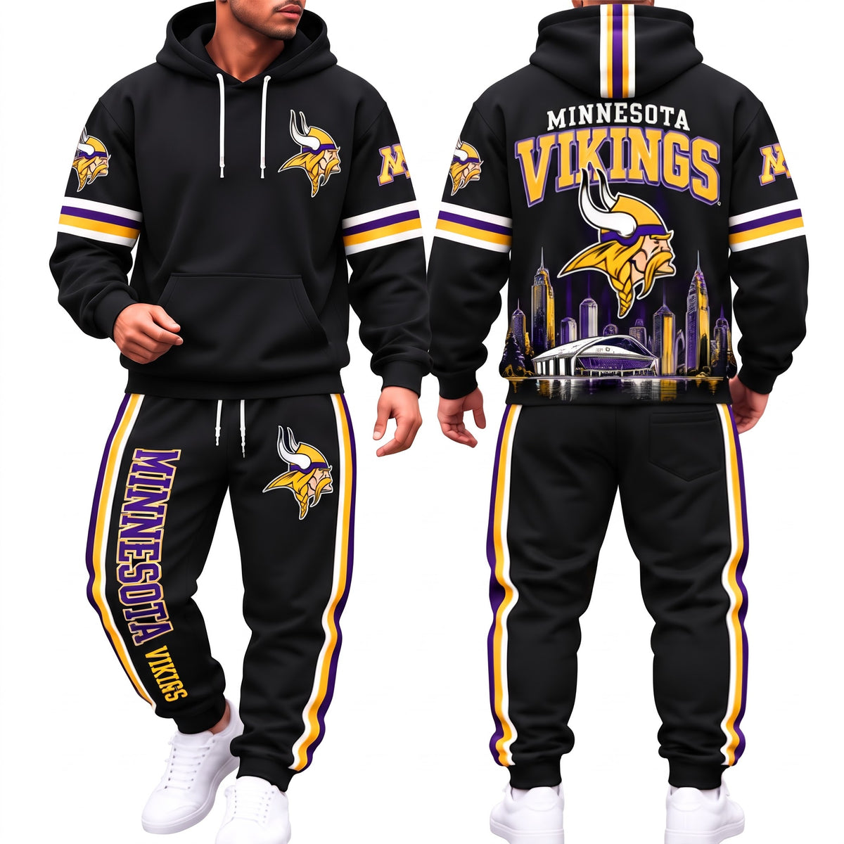 MIN Streetwear Hoodie Pants Set - Printed