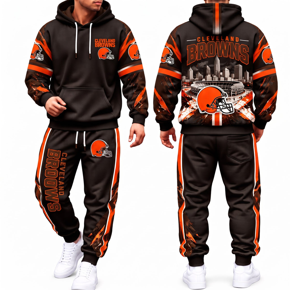 CLE Streetwear Hoodie Pants Set - Printed