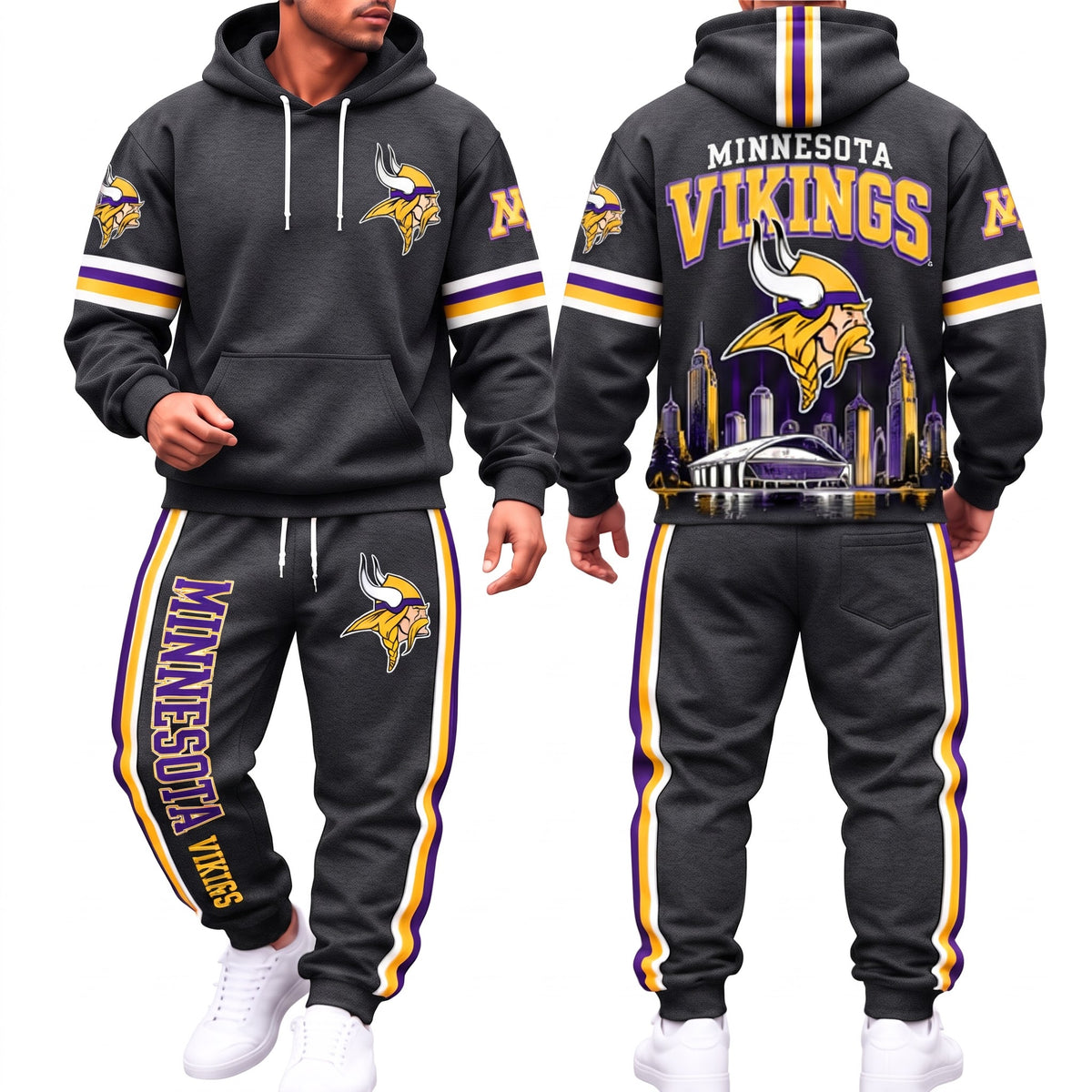 MIN Streetwear Hoodie Pants Set - Printed