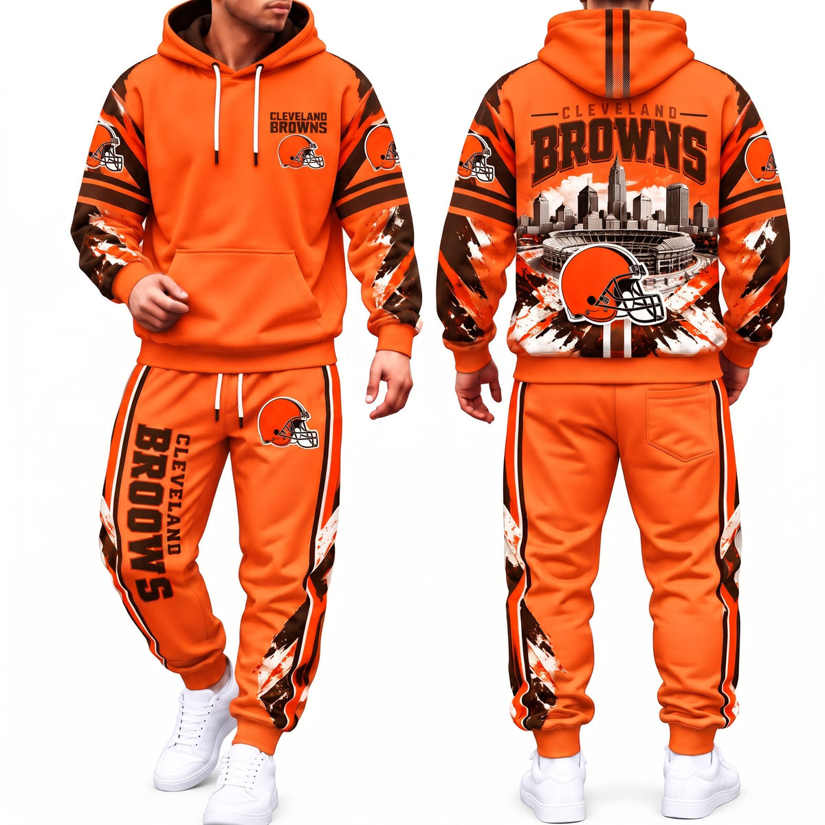 CLE Streetwear Hoodie Pants Set - Printed