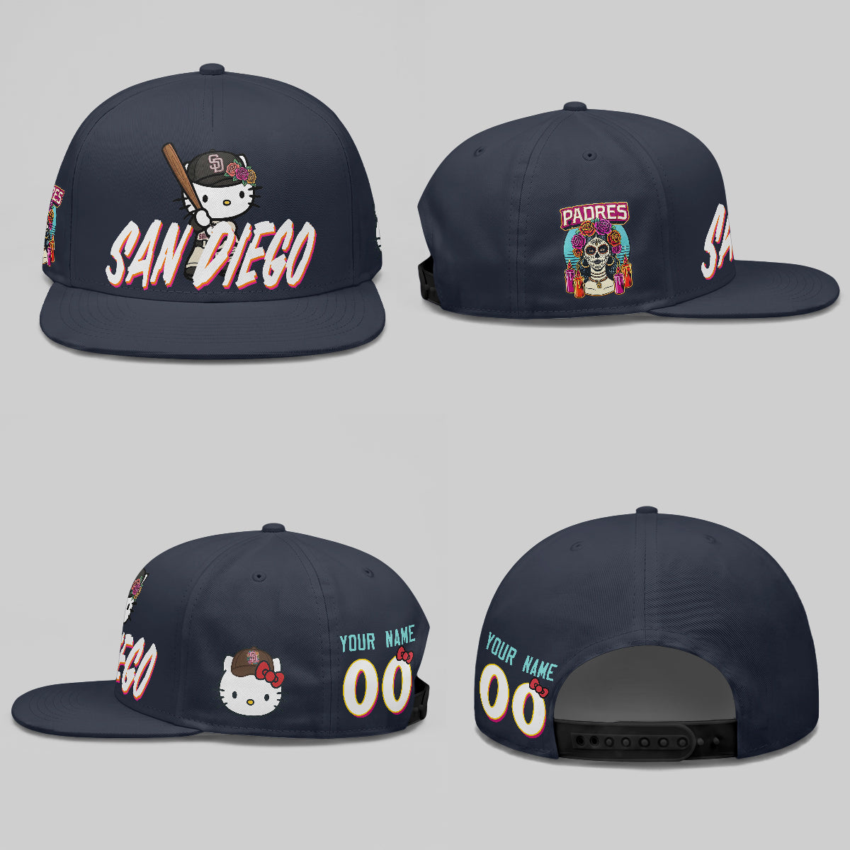 San Diego Padres x Meow KT Personalized Snapback Cap - Printed