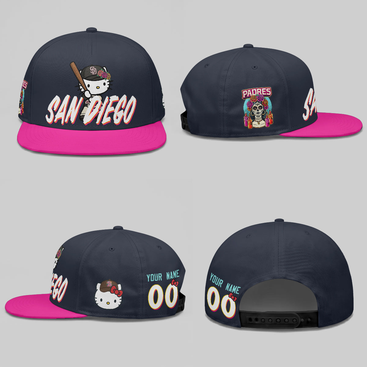 San Diego Padres x Meow KT Personalized Snapback Cap - Printed