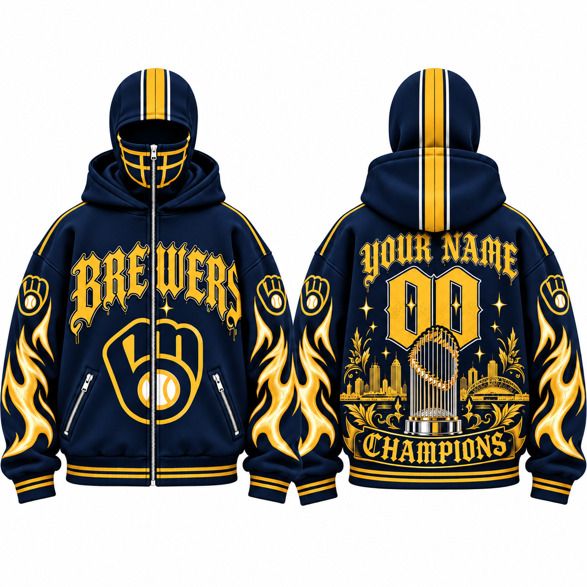 MIL 2026 World Series Champions Custom Mask Zip Up Hoodie - Printed V5