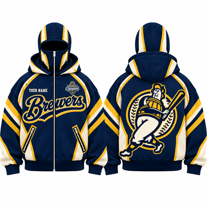 MIL Barrelman Mascot Personalized Mask Zip Up Hoodie - Printed