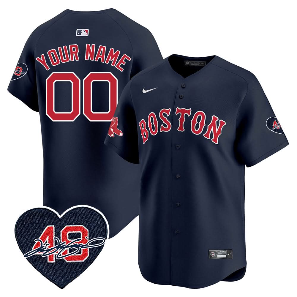 Red Sox Custom Jersey - Memorial Patch - All Stitched