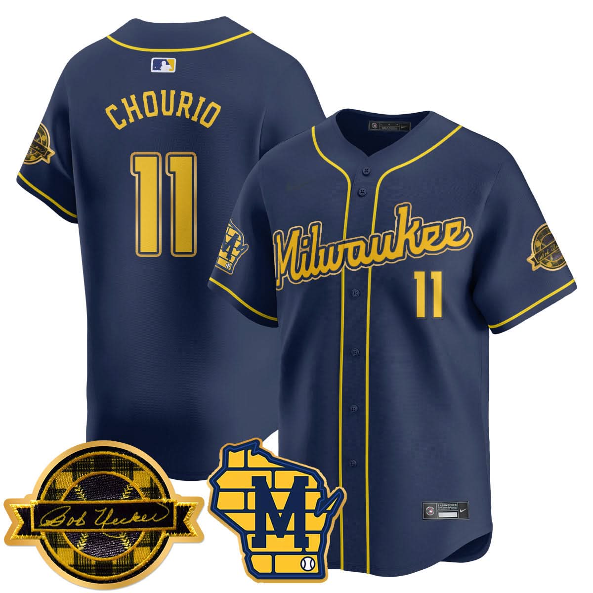 Milwaukee Brewers 2025 Limited Gold Jersey - Bob Uecker Patch - All Stitched