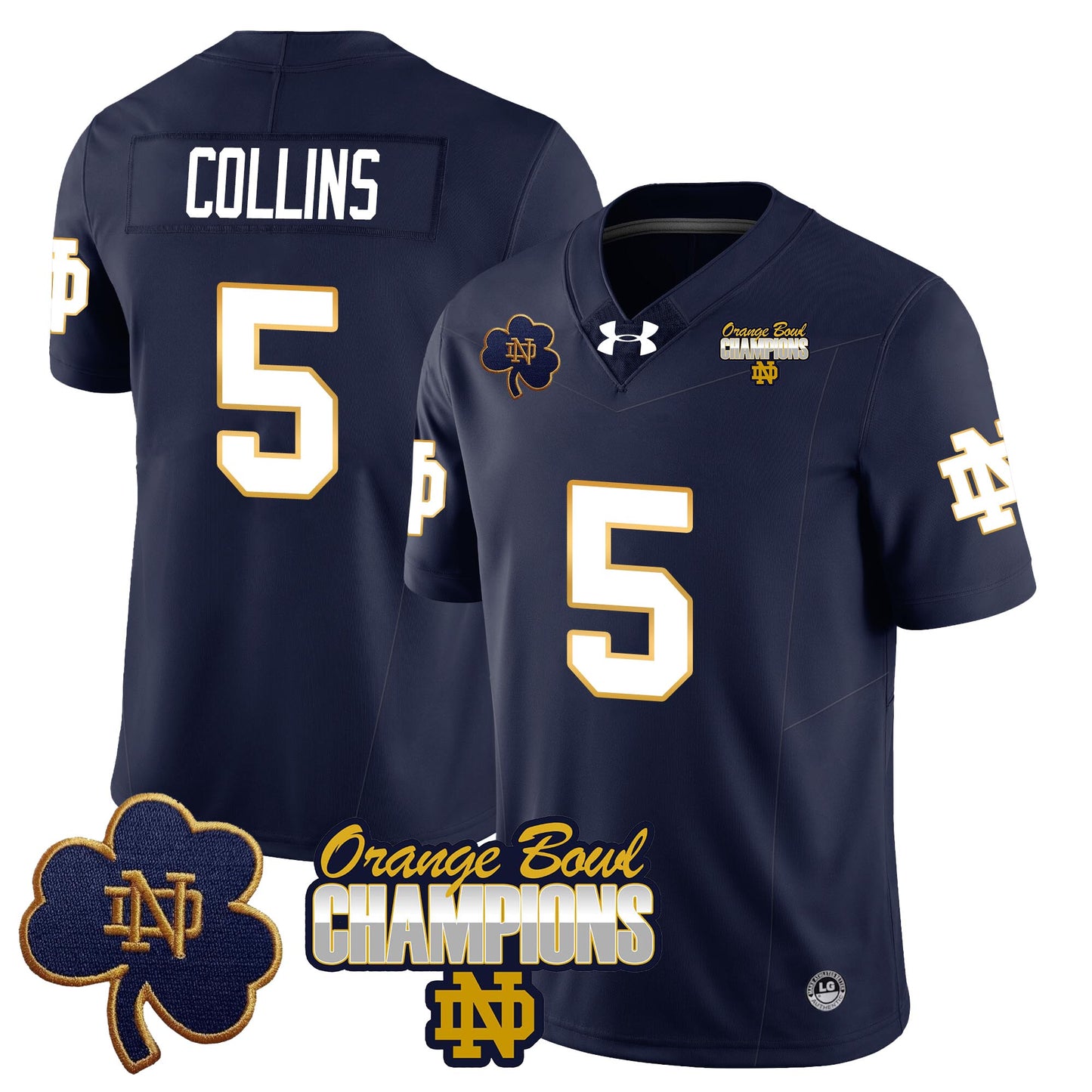 Notre Dame Fighting Irish 2025 Orange Bowl Champions Jersey  - All Stitched