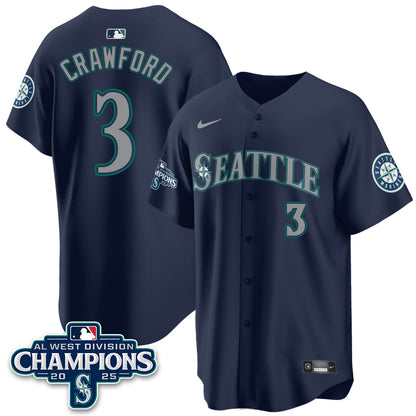 Seattle Mariners 2025 AL West Division Champions Jersey - All Stitched