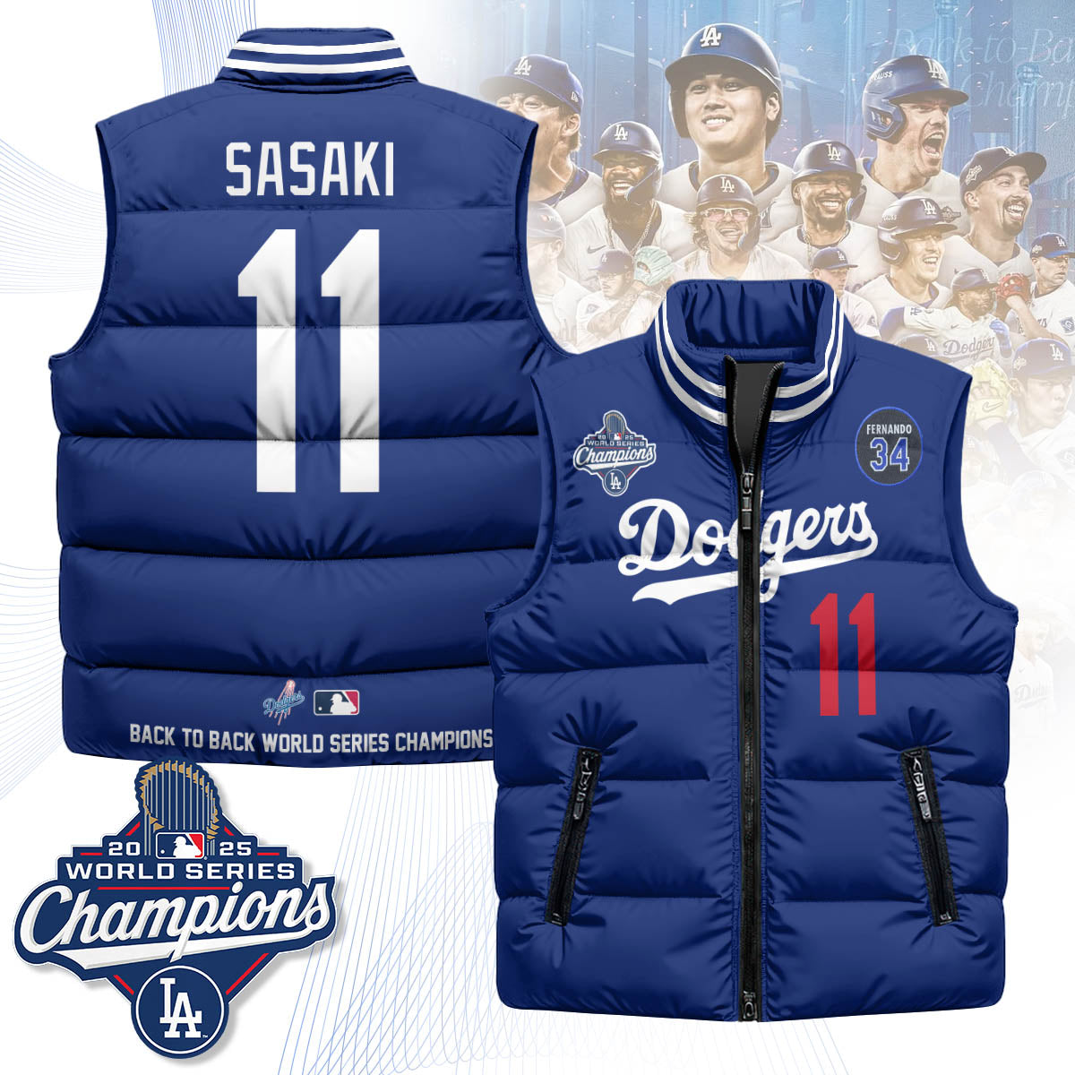 LAD 2025 World Series Champions Puffer Vest