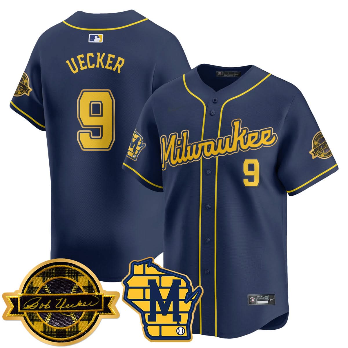 Milwaukee Brewers 2025 Limited Gold Jersey - Bob Uecker Patch - All Stitched