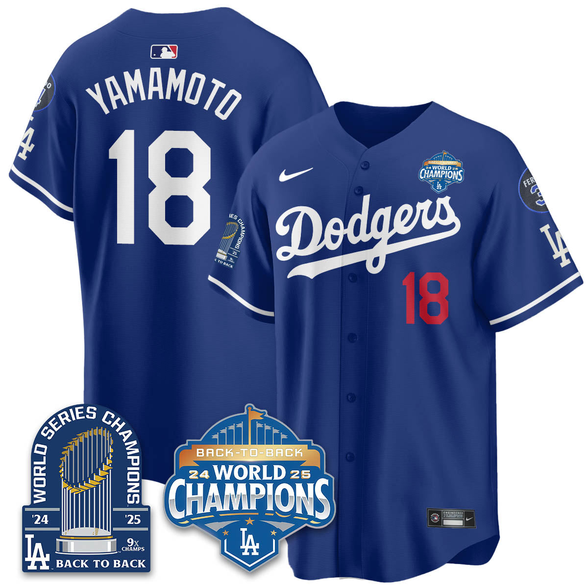 LAD 2025 World Series Champions Jersey - 9x Champs - All Stitched