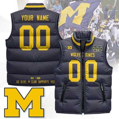 Personalized Michigan Wolverines Unisex Puffer Vest