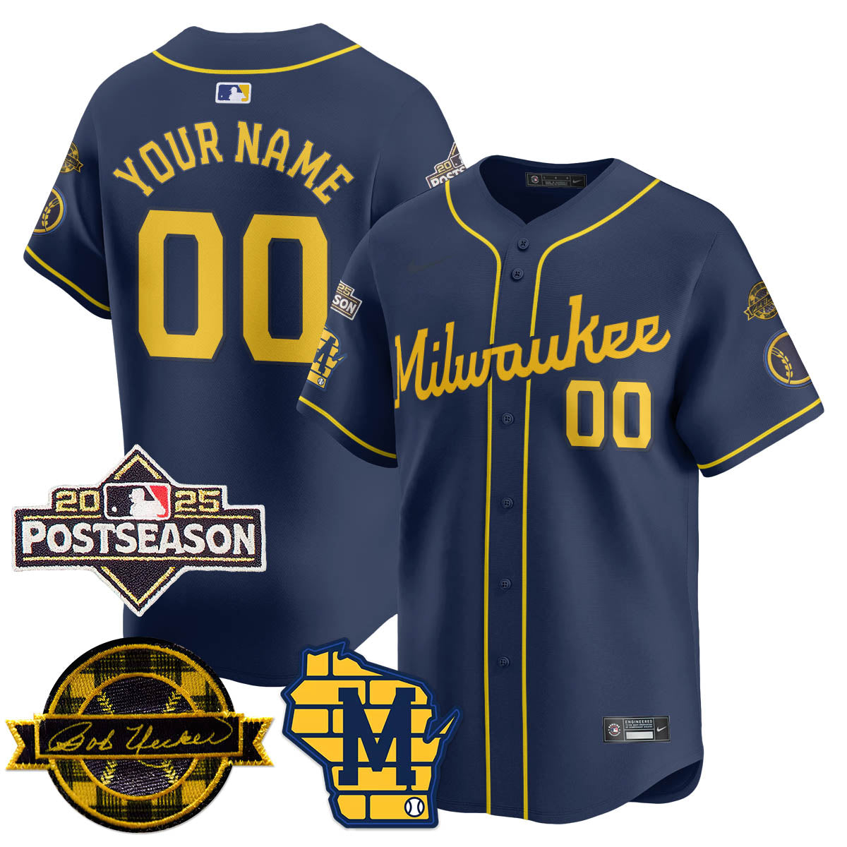 Milwaukee Brewers 2025 Postseason Custom Jersey - All Stitched