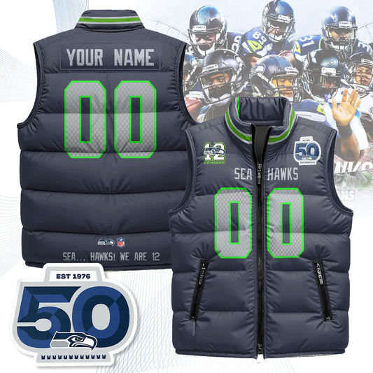 Personalized Seattle Seahawks Unisex Puffer Vest