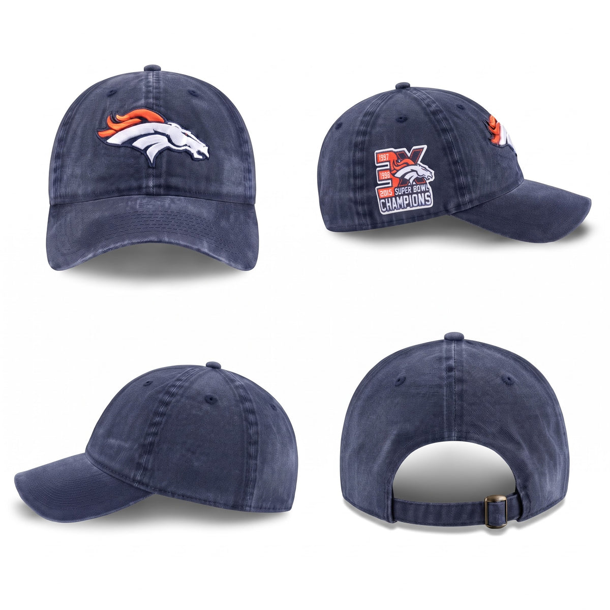DEN 3x Super Bowl Champions Wash Hat - Embroidered V3