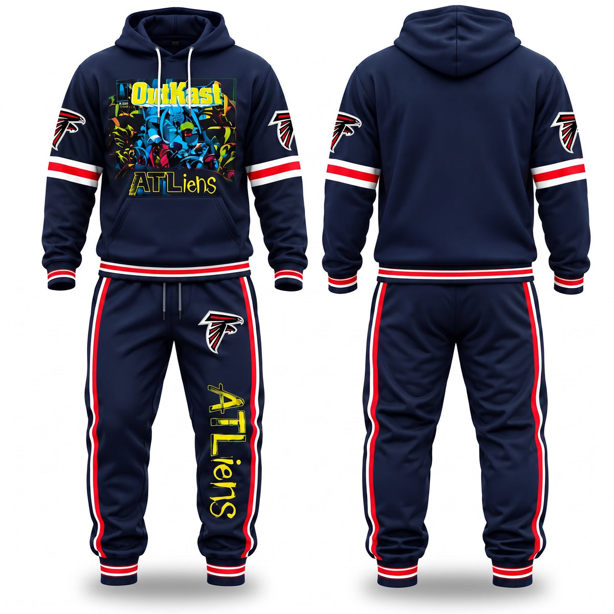 Atlanta Falcons ATliens Streetwear Hoodie Pants Set - Printed