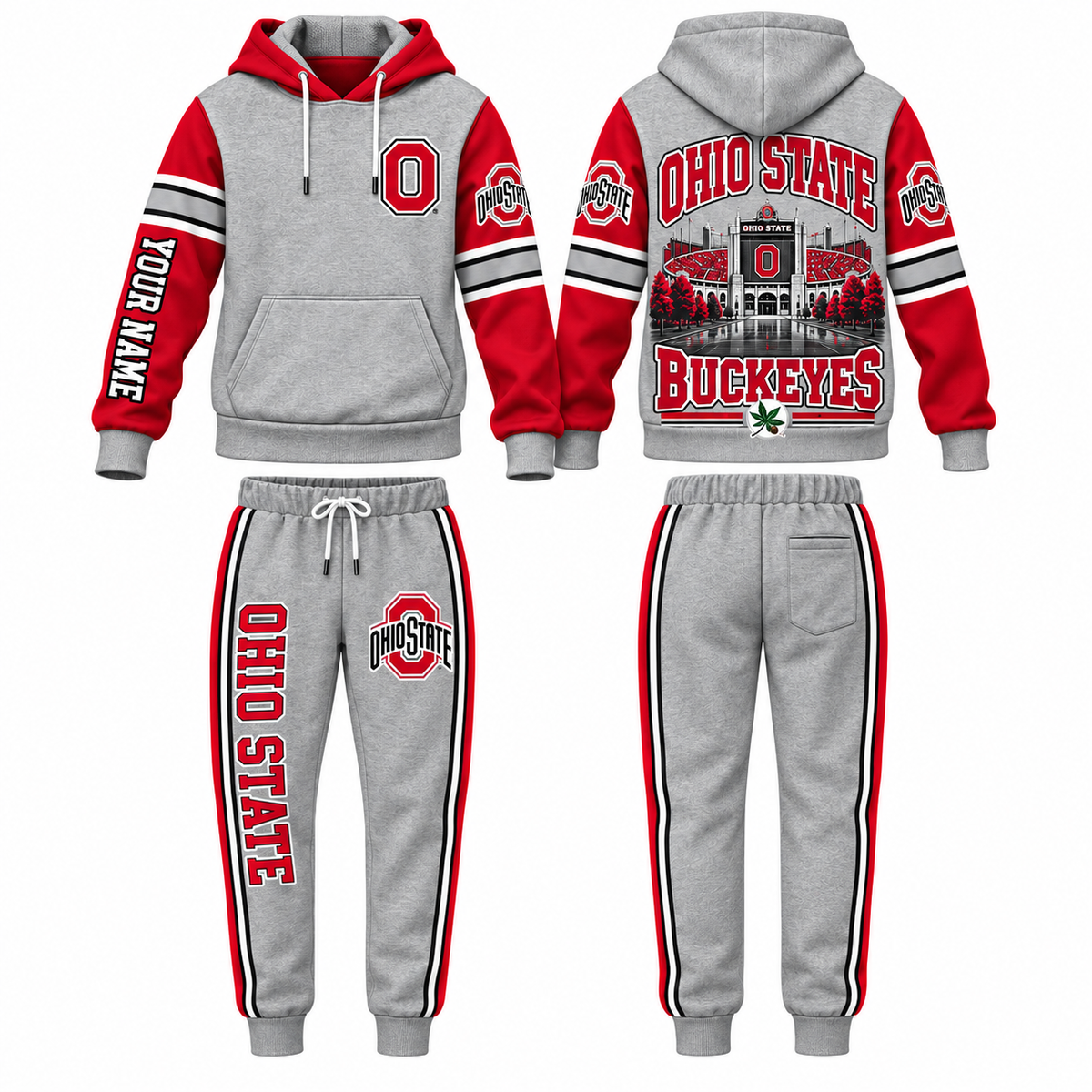 OSU Streetwear Custom Hoodie Pants Set - Printed
