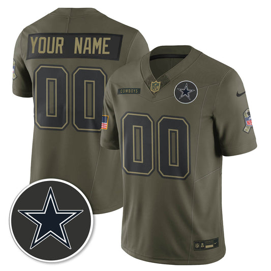 Dallas Cowboys 2025 Salute to Service Limited Custom Jersey - All Stitched